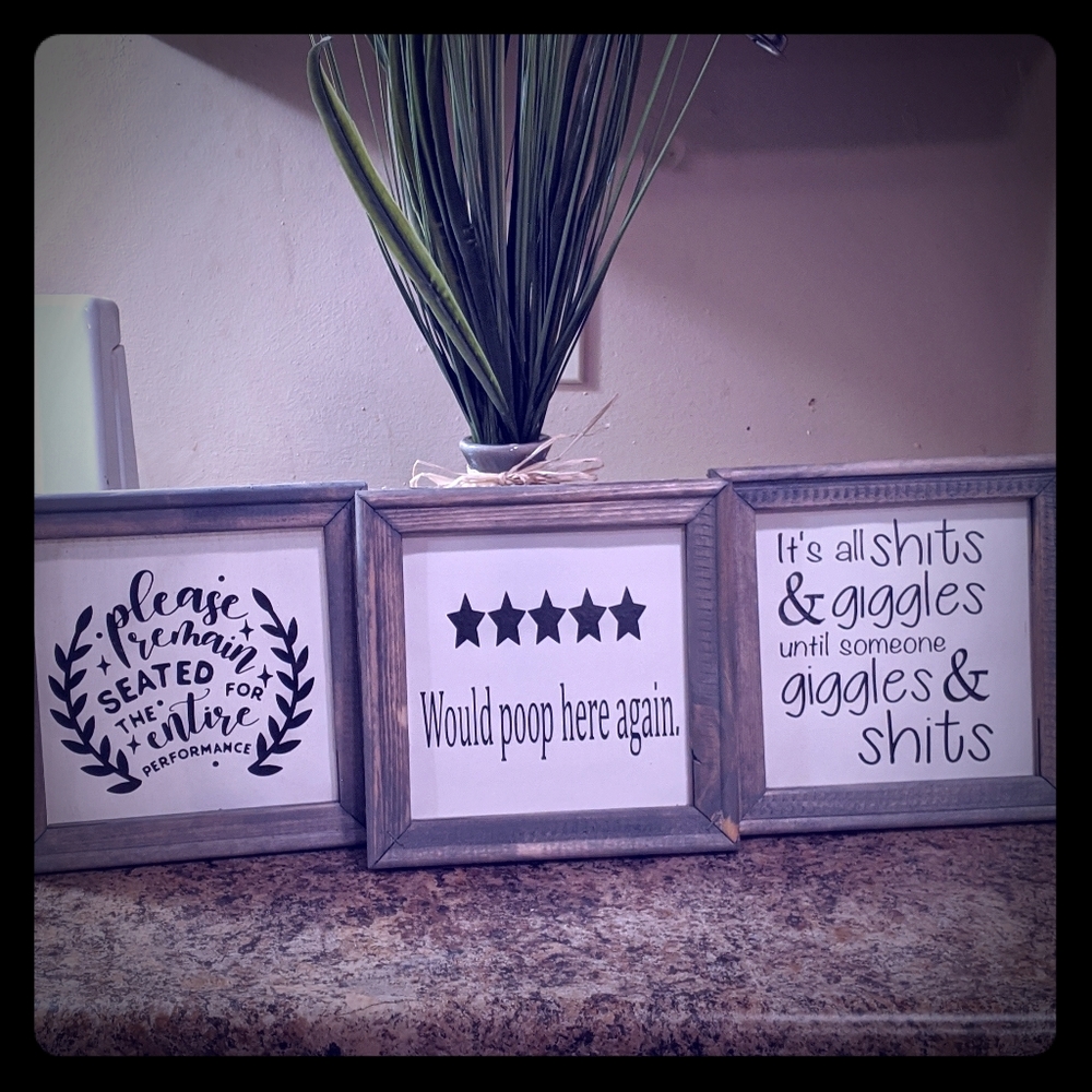 Farmhouse funny bathroom signs set of 3